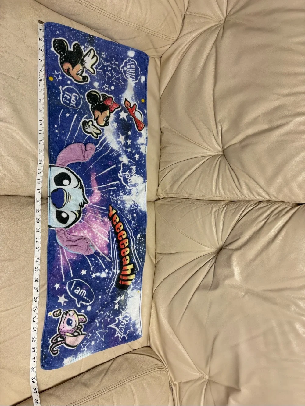 TDR Stitch & Angel Galaxy Hand Towel Blue Purple Tokyo Disneyland